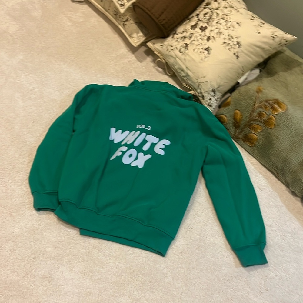 Green white fox hoodie